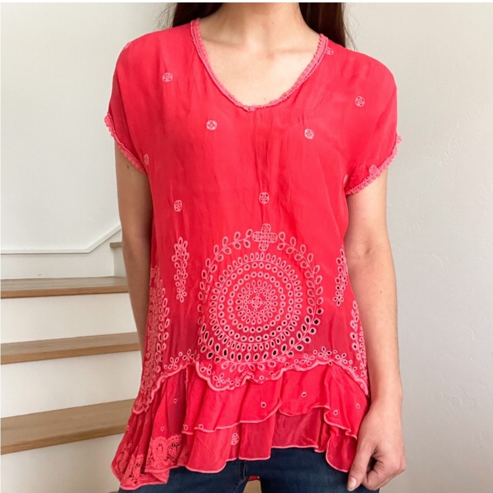 Johnny Was Tiered Embroidered Top XS - Picture 1 of 6